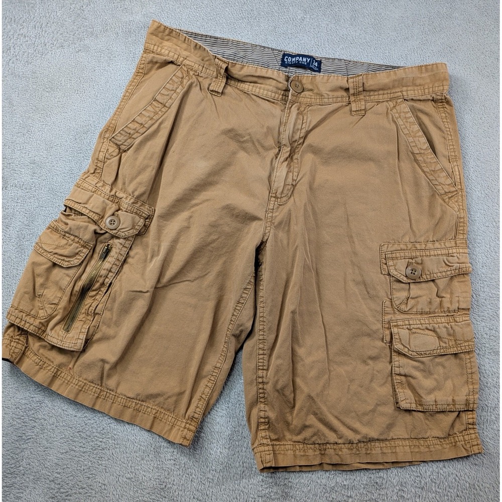 Company Eighty One Mens Khaki Cargo Shorts Sz 34 Tan Cotton Utility Multi Pocket